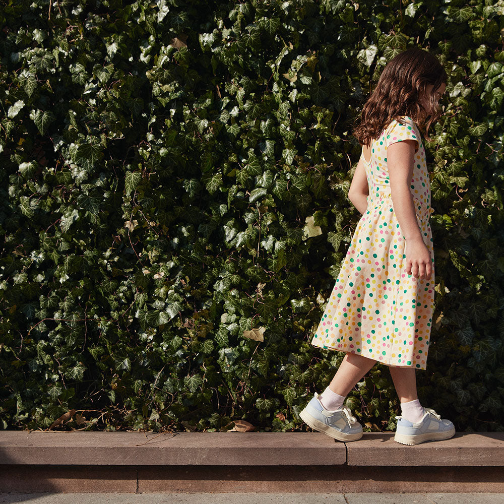 THE SUMMER SLEEVE BODYSUIT IN MID CENTURY DOT